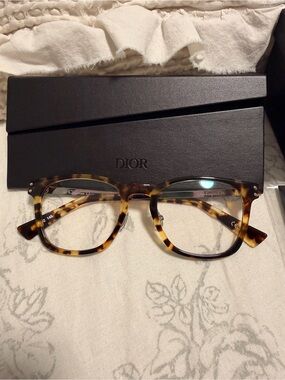 Dior Tortoiseshell Square Men’s Glasses - Brown/Black
